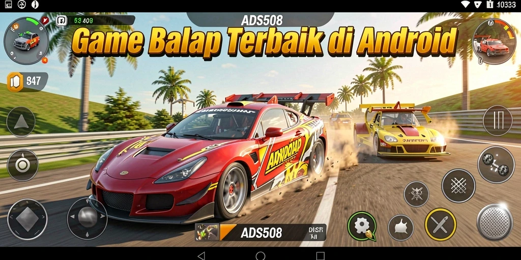 Tampilan gameplay balap yang memukau di ADS508.