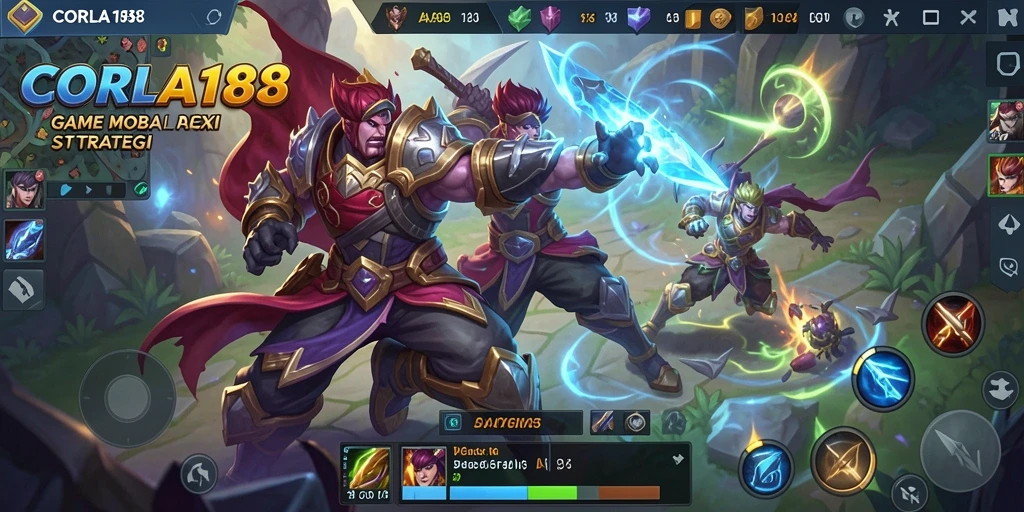 Tampilan gameplay seru di CORLA188 yang menunjukkan aksi MOBA.