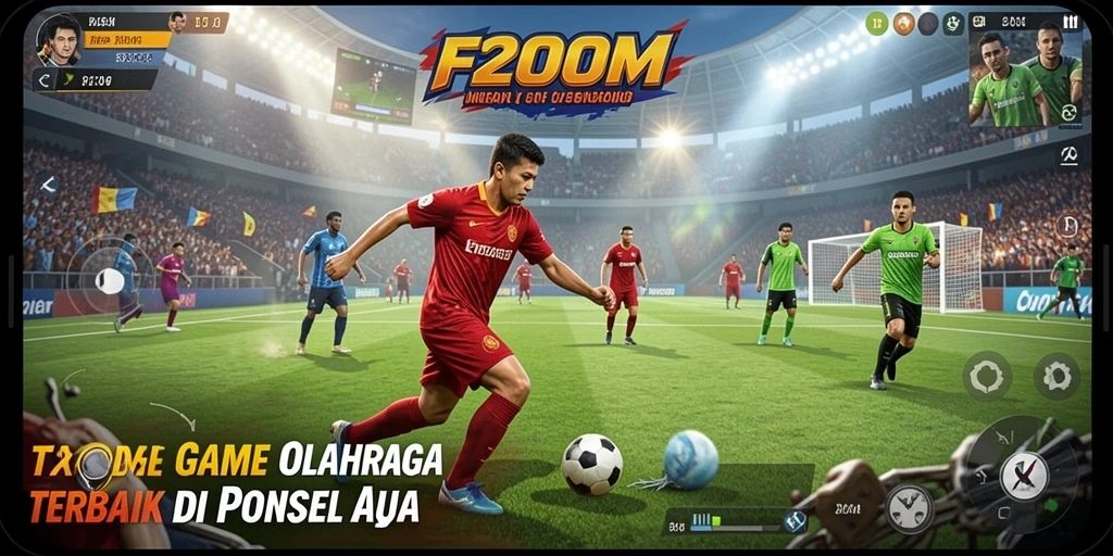Tangkapan layar F200M menampilkan aksi seru dalam permainan olahraga.