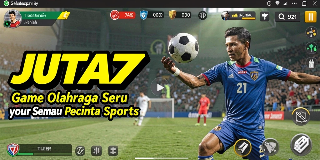 Screenshot utama JUTA7 menampilkan aksi pertandingan olahraga yang seru.