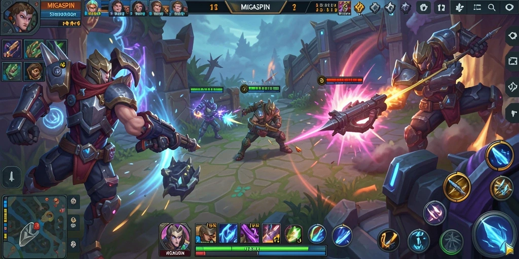 Gameplay seru dalam <strong>MIGASPIN</strong> yang penuh strategi dan adu skill.