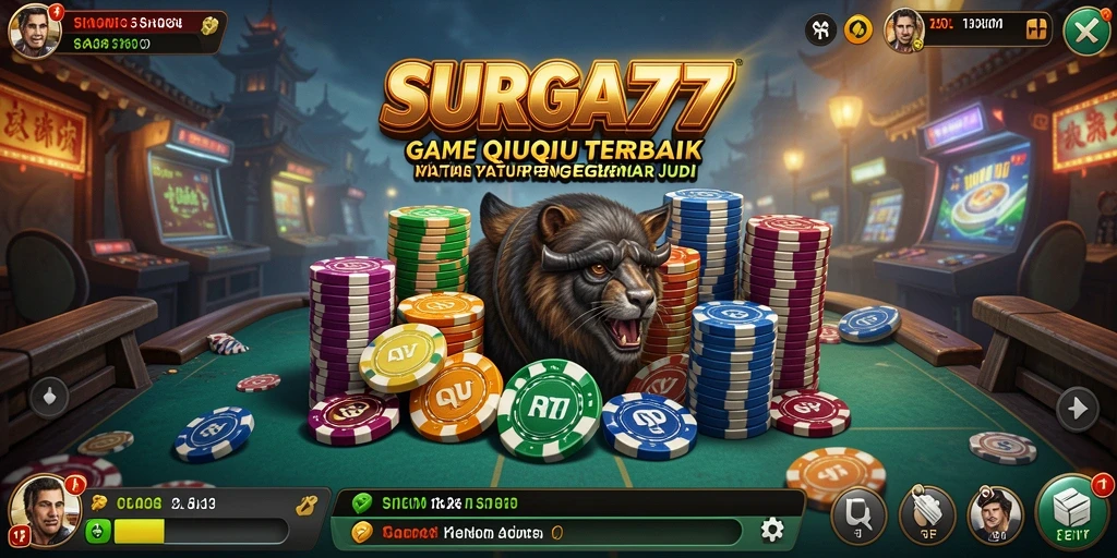 Screenshot SURGA77 menampilkan aksi seru dalam permainan QiuQiu.